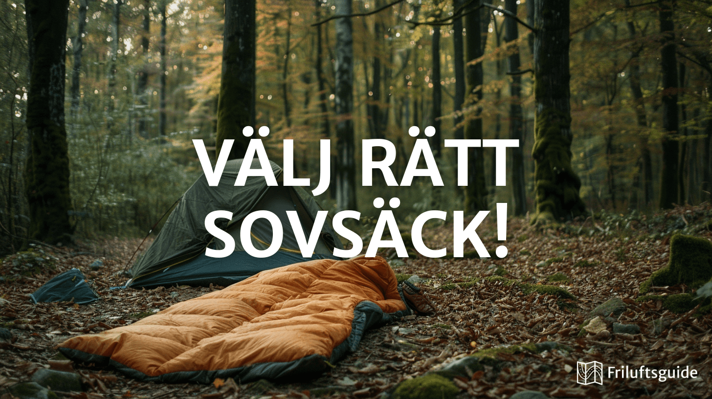 Person i sovsäck vid fjällsjö i soluppgång